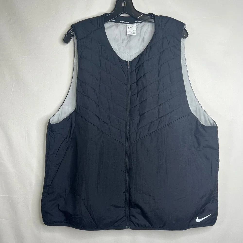 Nike Black Therma-FIT Running Vest Mens XXL Quilted Puffer Lightweight Workout